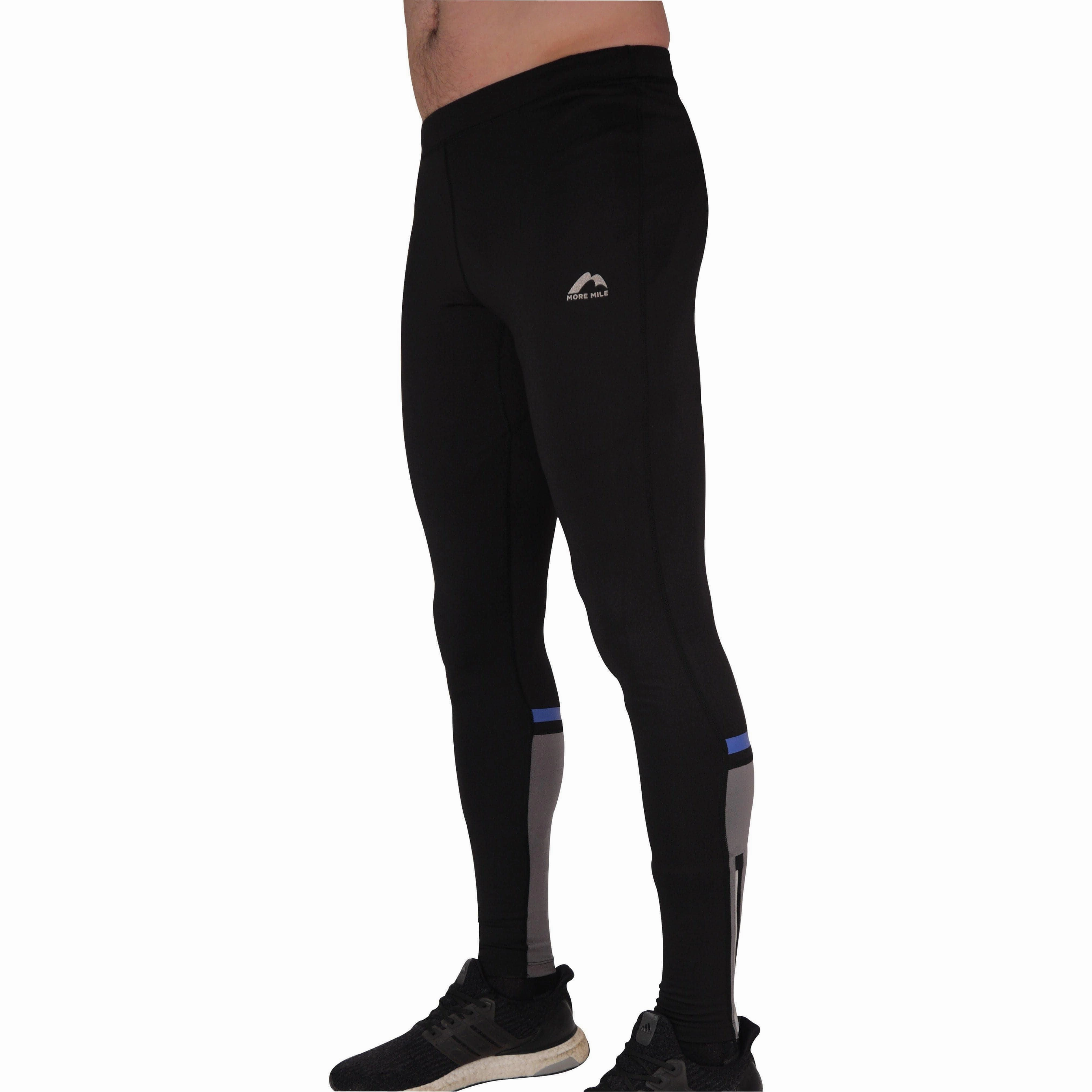 aluminum More Mile Power Mens Long Running Tights - Black