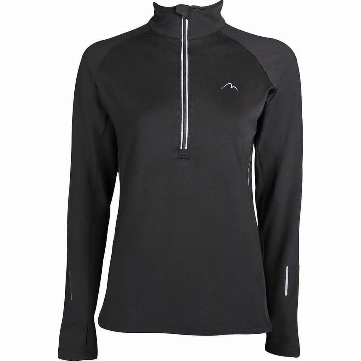 Neutral Color Office Worker More Mile Vancouver Half Zip Long Sleeve Womens Running Top - Black