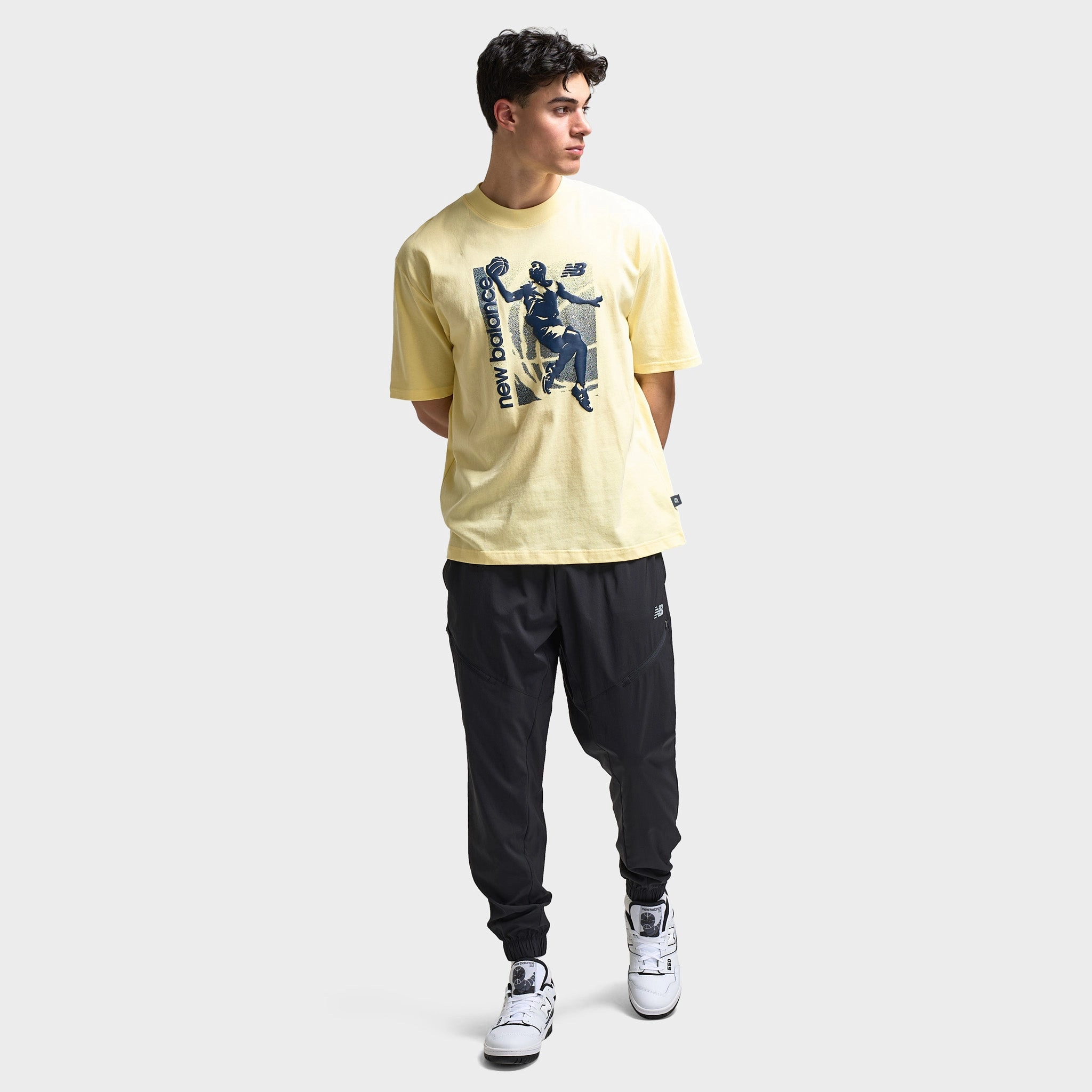 cylindrical New Balance Hoops Graphic Vintage T-Shirt / Parchment