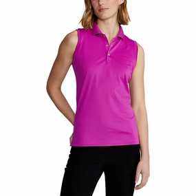 Spring Summer RLX Ralph Lauren Women's Tour Performance Sleeveless Golf Shirt - Bright Pink