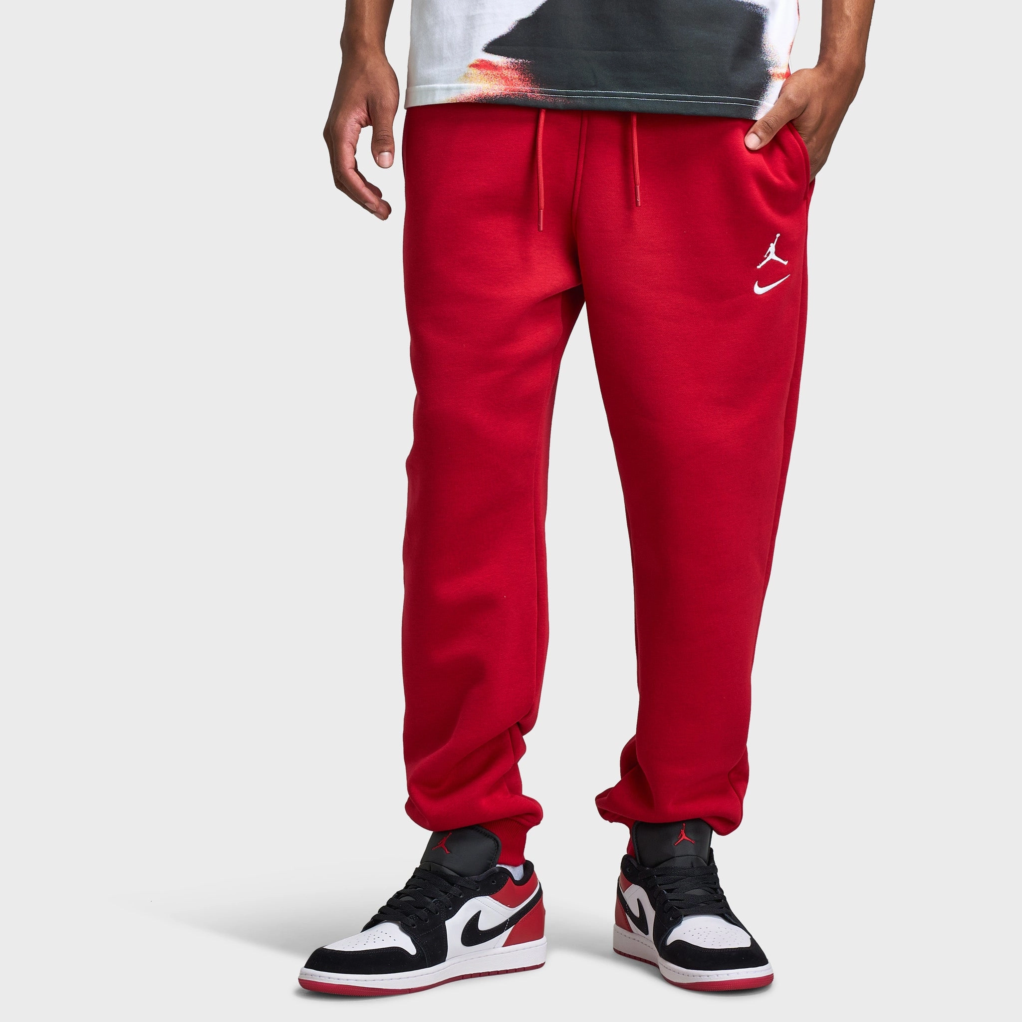 AntiPilling Treatment Action Wear Jordan Brooklyn Varsity Fleece Joggers Red / White