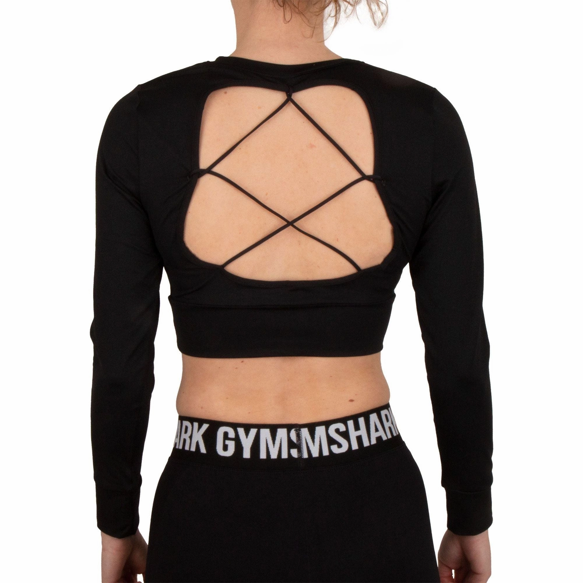Gymshark Pause Strappy Long Sleeve Womens Crop Top - Black Semi Formal