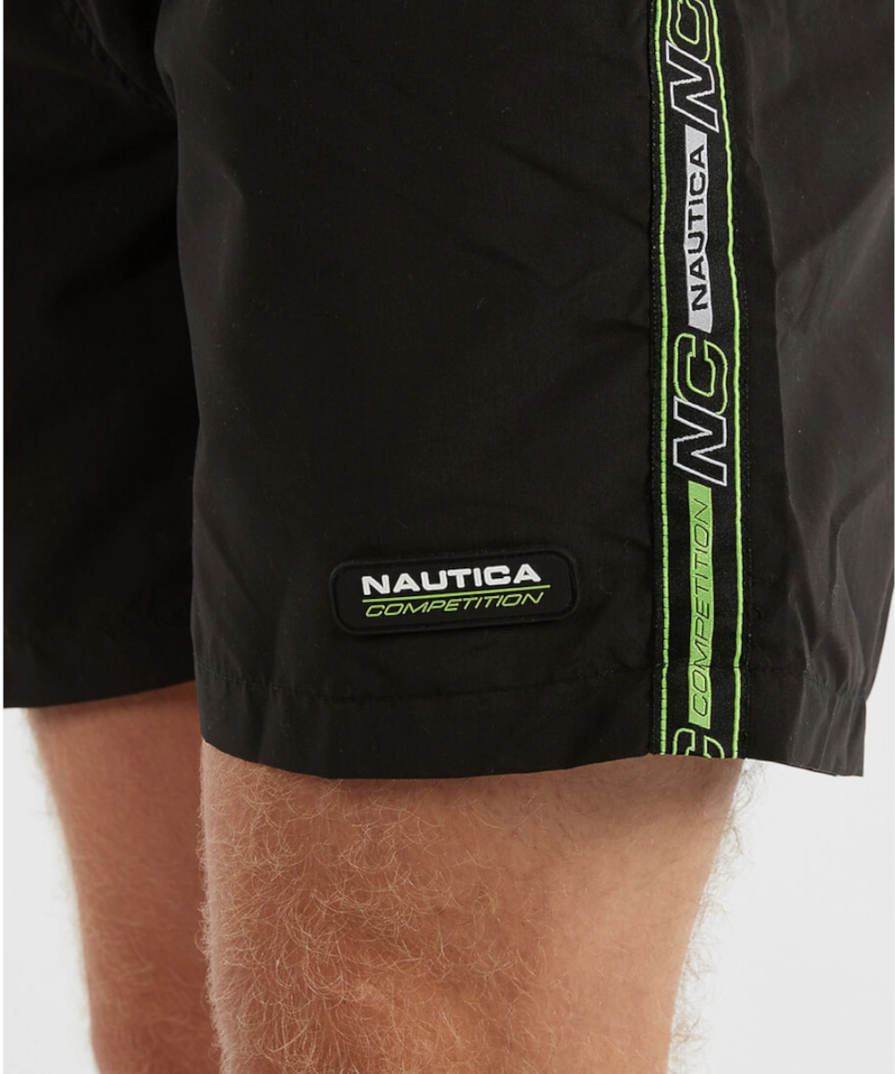 AbrasionResistantFabric MultiPocket Nautica Competition Buton 6?? Swim Shorts (Black)