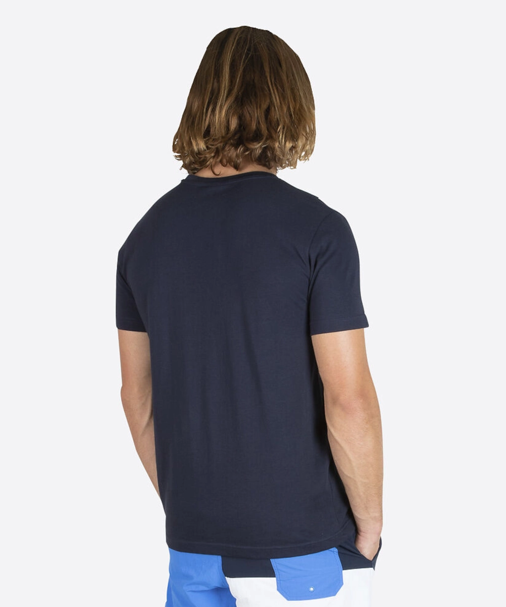 Durable Stitching Firm Leather Nautica Kaden Tee (Dark Navy)