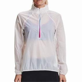 Skinny Fit Under Armour Impasse Flight Half Zip Womens Running Jacket - White