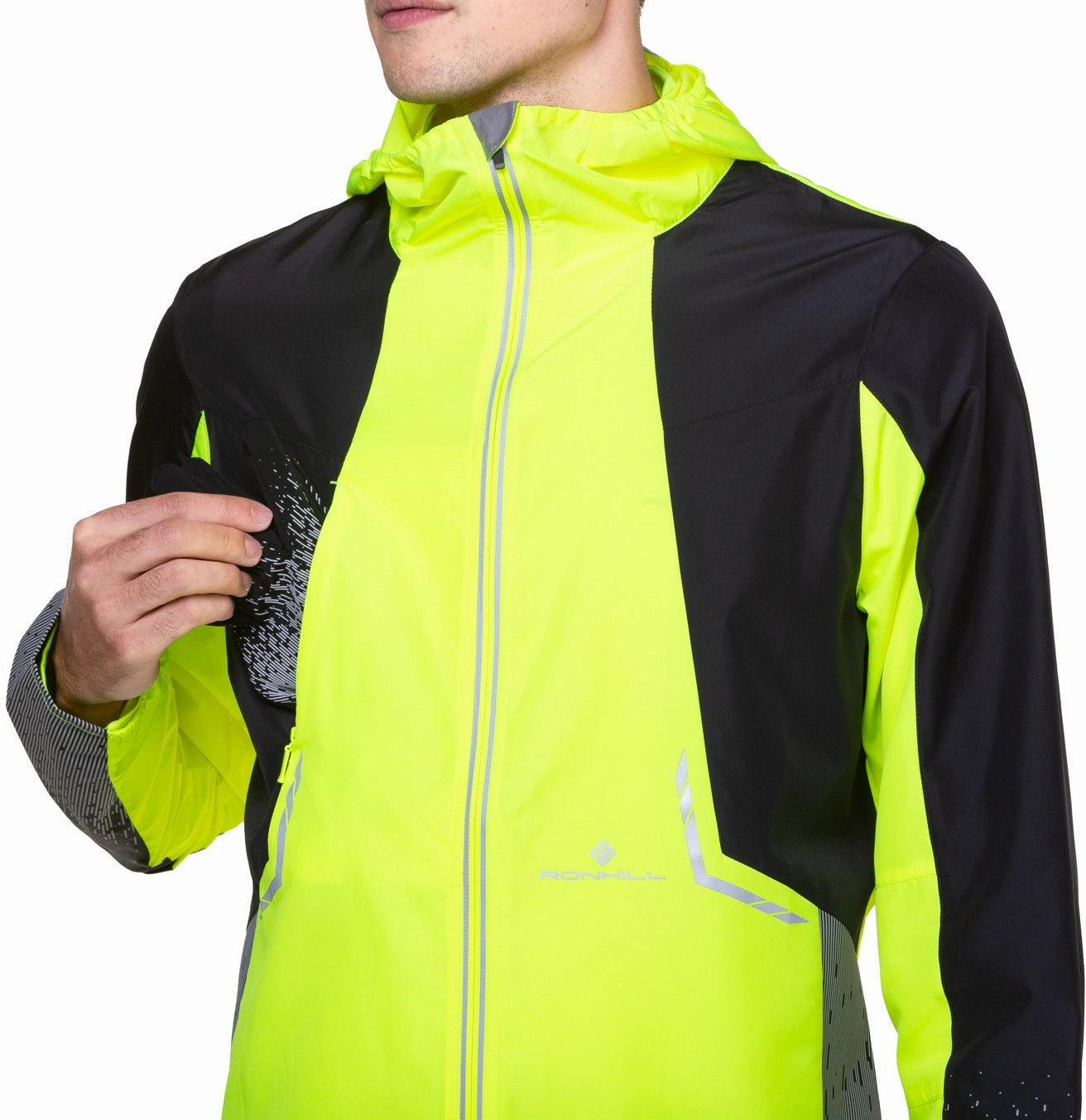 Zippered Closure Ronhill Tech Reflect Mens Running Jacket - Yellow