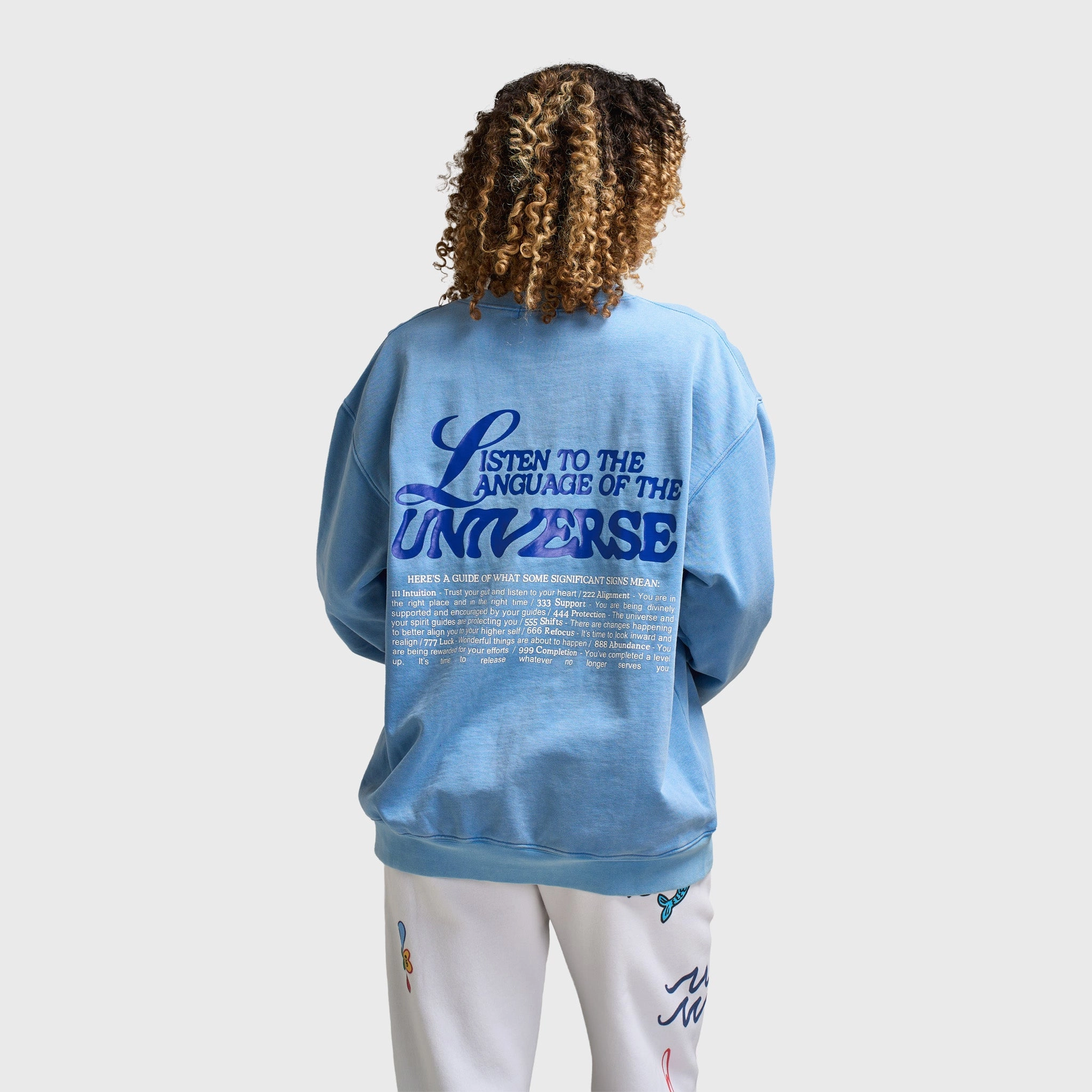 Mayfair Women's Angel Number Crewneck / Blue Cold Weather Gear EcoFriendlyInsulation