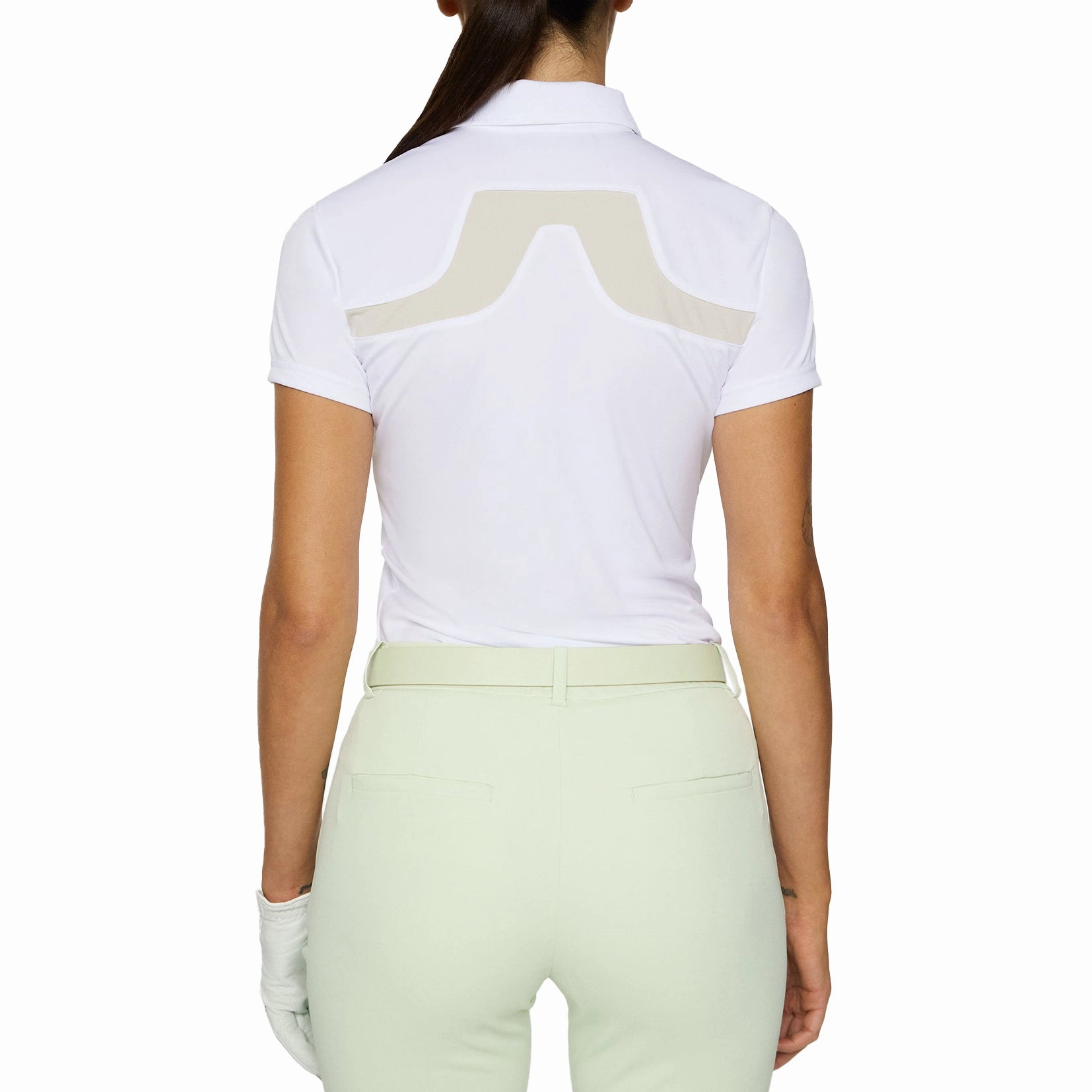 Lightweight Knit Material Street Style J.Lindeberg Women's Cassie Golf Polo Shirt - White