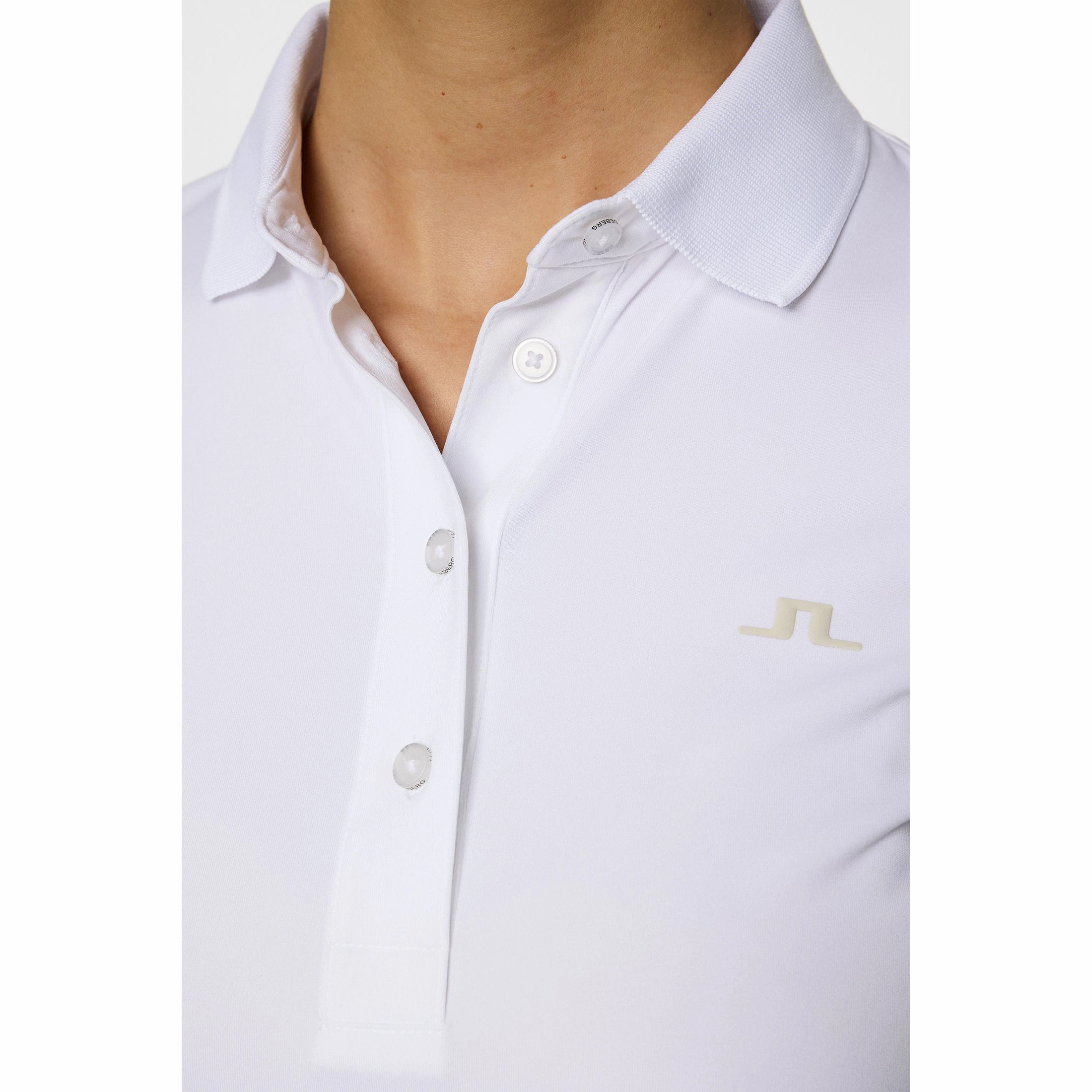 ComfortStretch Collar Non Iron Finish J.Lindeberg Women's Cassie Golf Polo Shirt - White