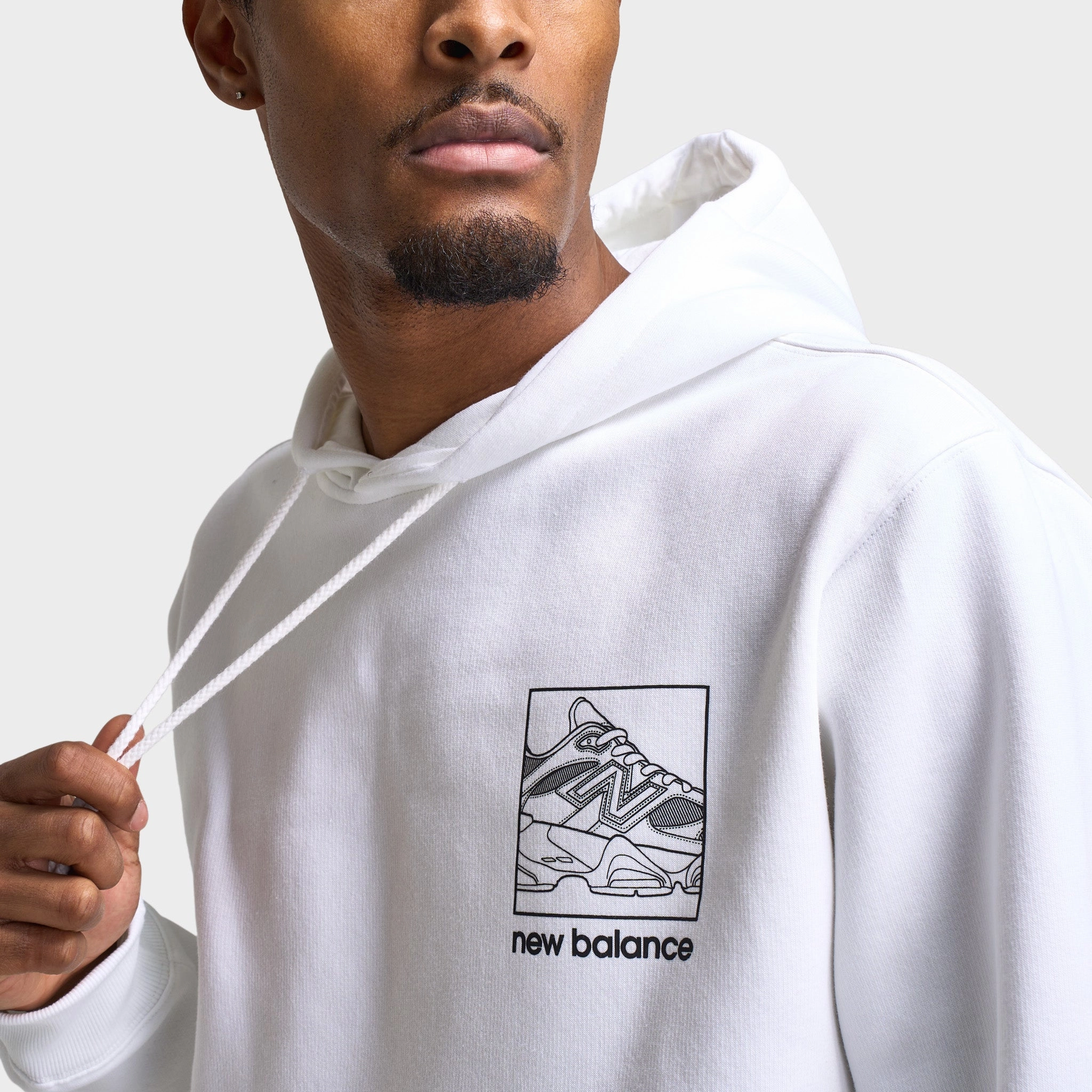 Nylon Cover Flatlock stitching New Balance 9060 Hoodie / White