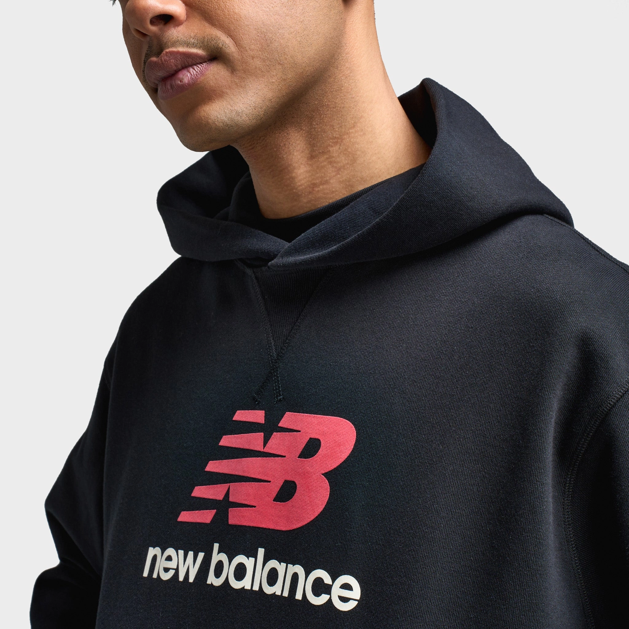 New Balance Athletics French Terry Logo Hoodie / Black Frictionless Inner Layer