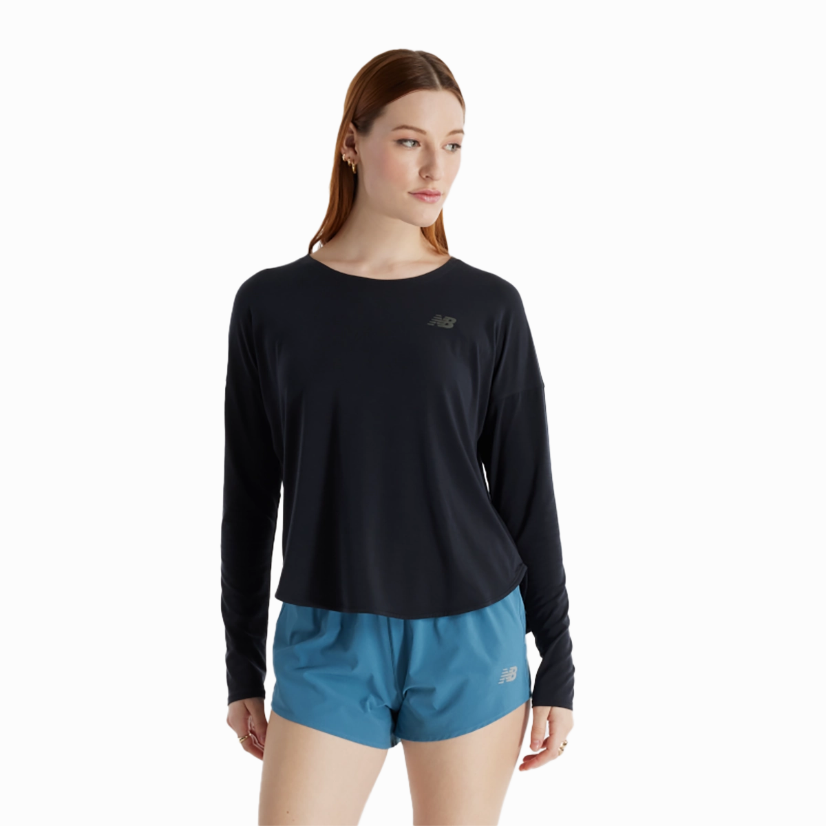 ElasticEdgeBinding NonRestrictive Cut New Balance Drapey Jersey Long Sleeve T-Shirt