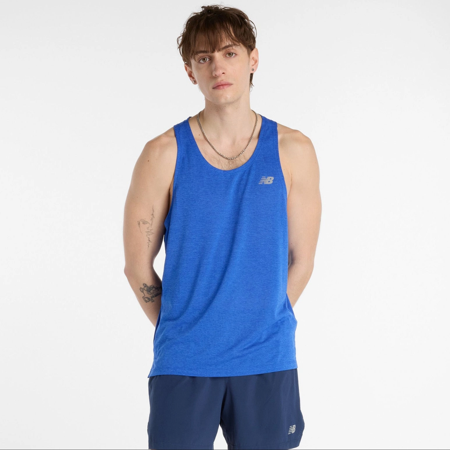 Moderate Coverage Anti Chafe Seam Construction New Balance Men's Athletics Tank
