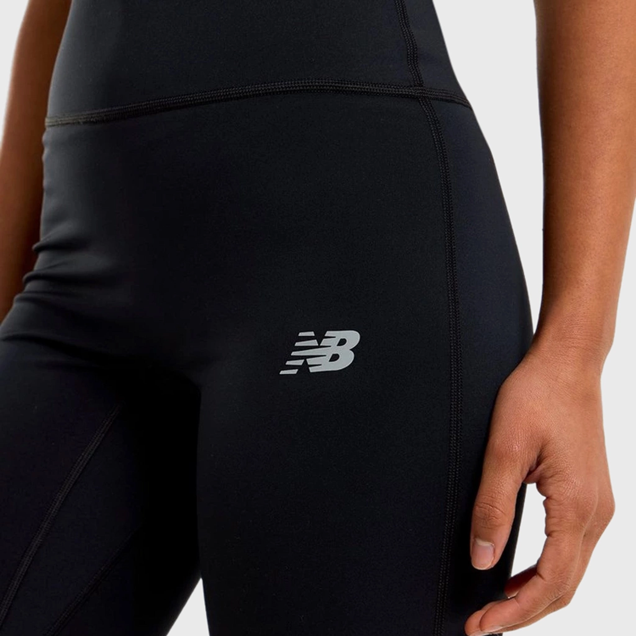 DurableCoverstitch SnagResistant Weave New Balance Script Leggings / Black