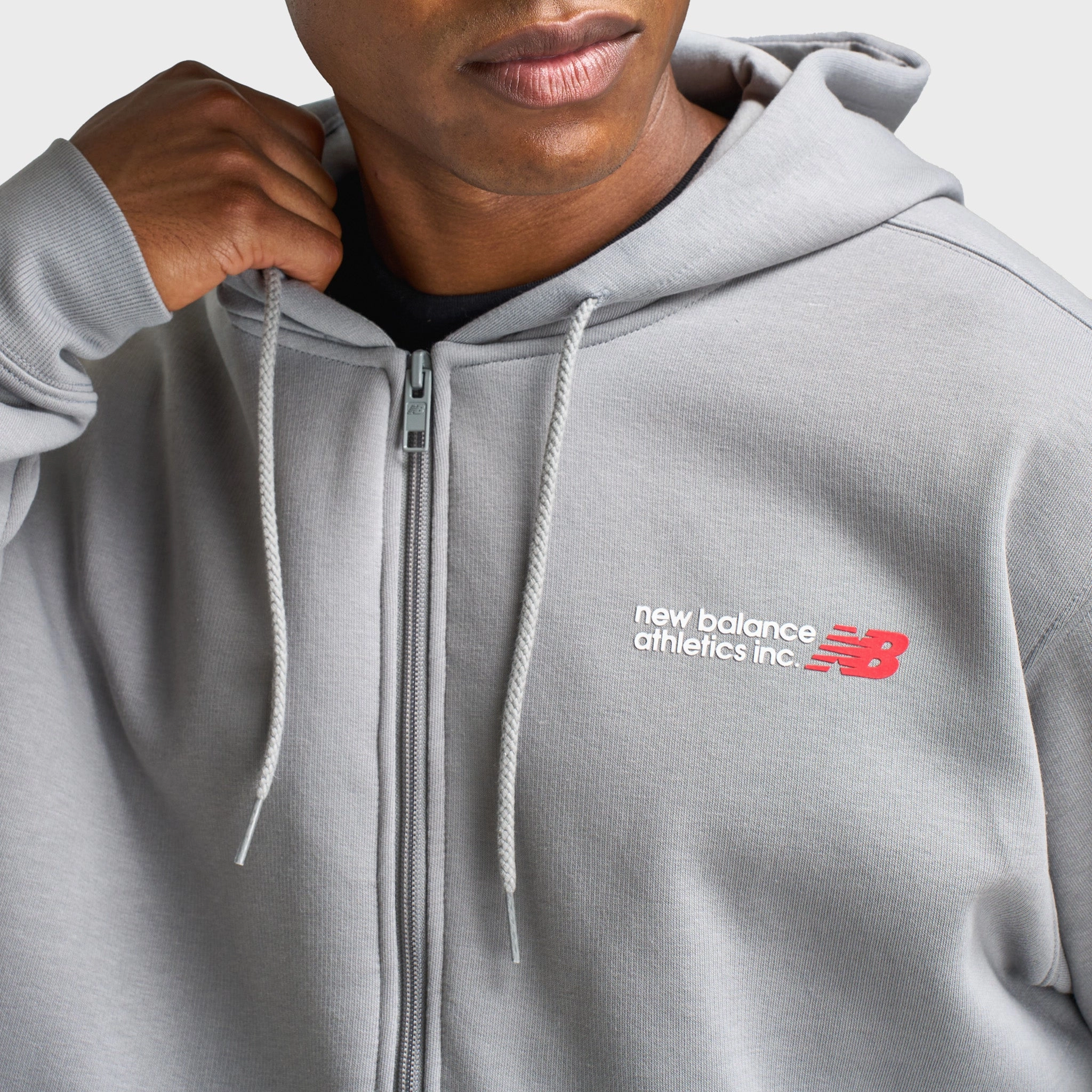 Weatherproof Zipper Seals Quick Dry Fabric New Balance Tone Logo FZ Hoodie/Grey