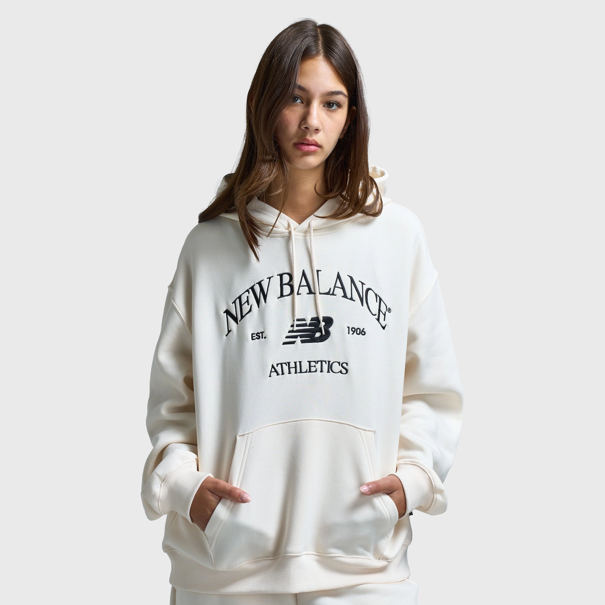 New Balance Women's Athletic Pullover Hoodie / Permafrost Stretch Material ModularLayering