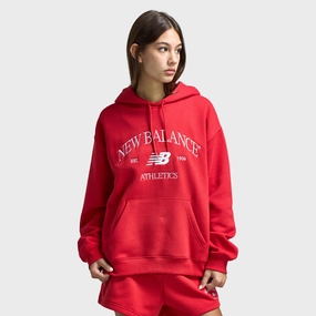 New Balance Women's Athletic Pullover Hoodie / Red Elasticized Waist