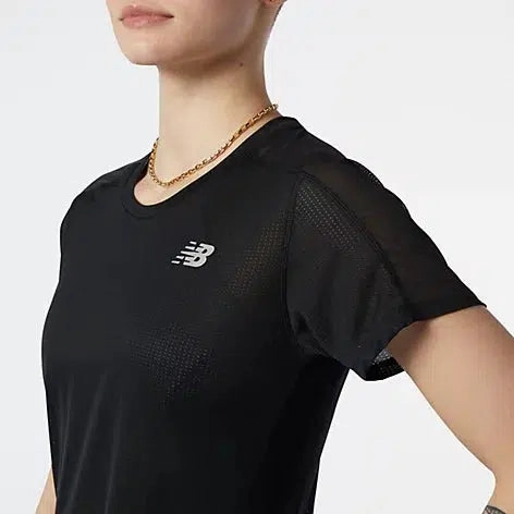 Tagless Design New Balance Women's Impact Run Short Sleeve - Black