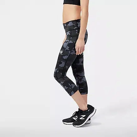 New Balance Women's Printed Accelerate Capri - Phantom AntiOdorTreatment