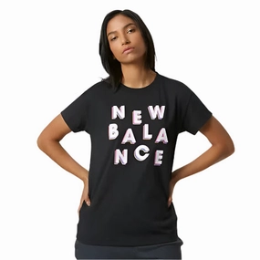 NewBalance Women's Relentless Heather SS Print - Black/White slim fit