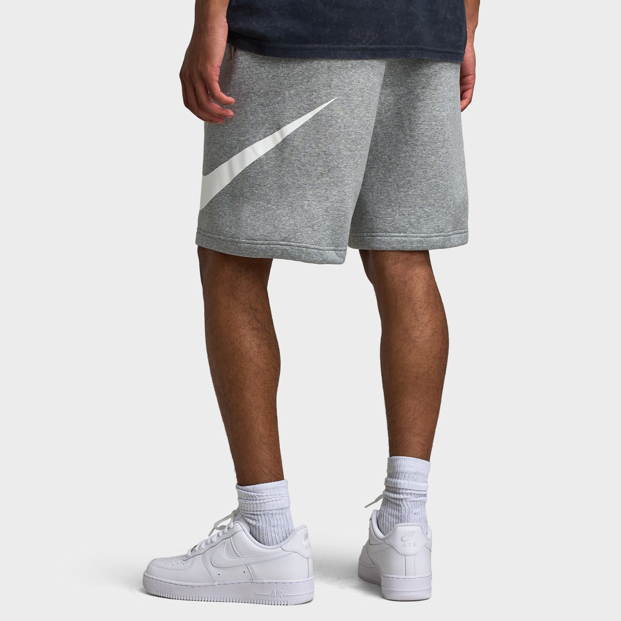 Nike Club Brushed Fleece Shorts Dark Heather Grey / Light Smoke Grey - White Comfortable Style Sporty Vibes