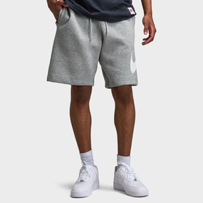 Secure Pocket Zippers Quick Dry Fabric Nike Club Brushed Fleece Shorts Dark Heather Grey / Light Smoke Grey - White