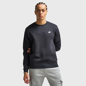 Compact Travel Friendly Adjustable Drawstring Waist Nike Club Fleece Crew Black / White