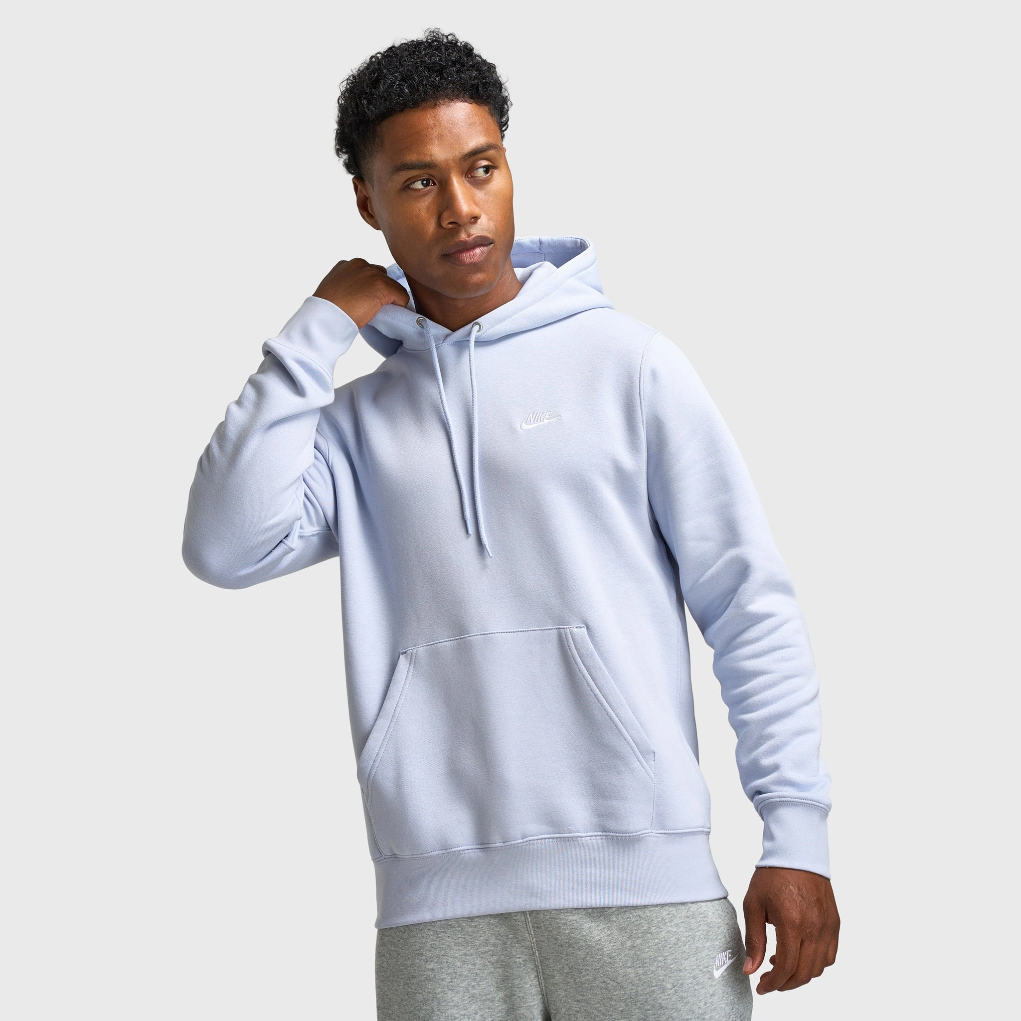 Modular Layering Convertible 2 In 1 Function Nike Club Fleece Pullover Hoodie Ghost / White