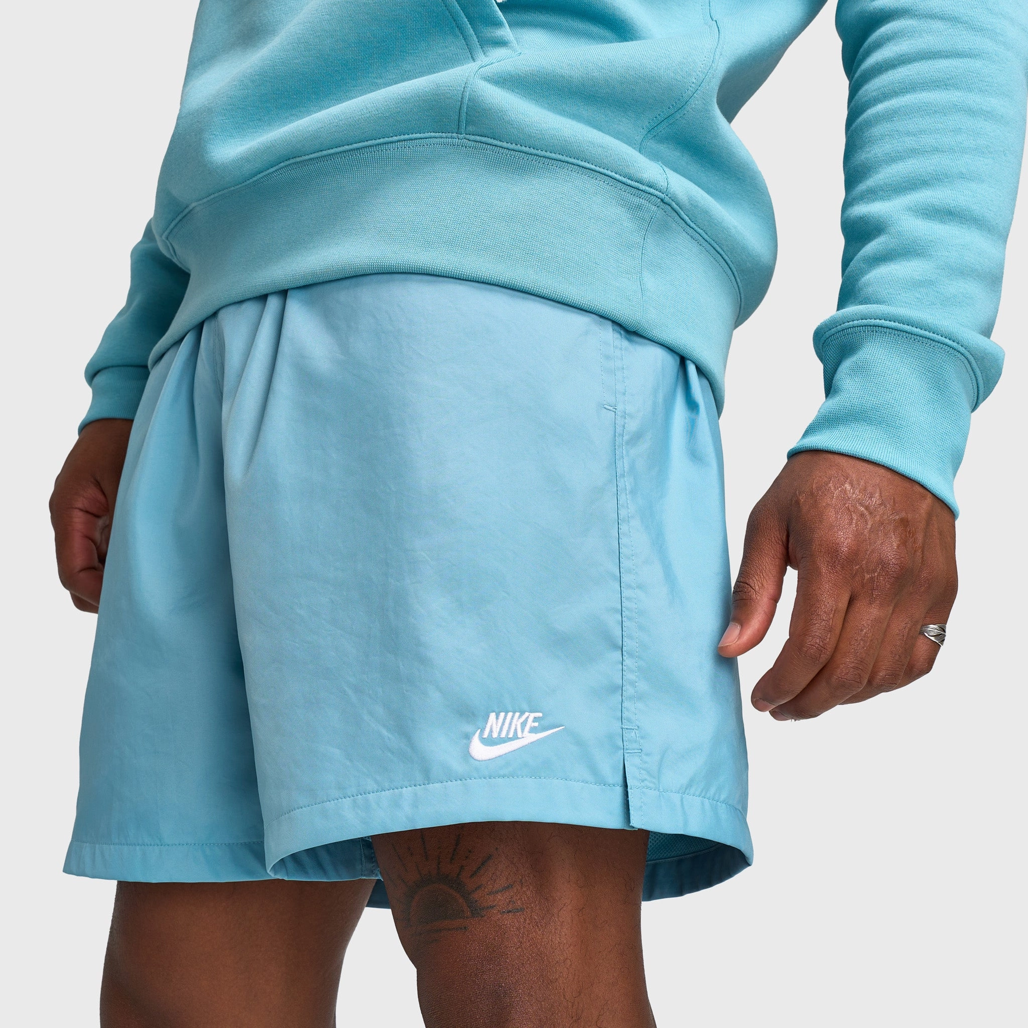 Nike Club Flow Short Denim Turq / White Tear Resistant Weave Practical Wear