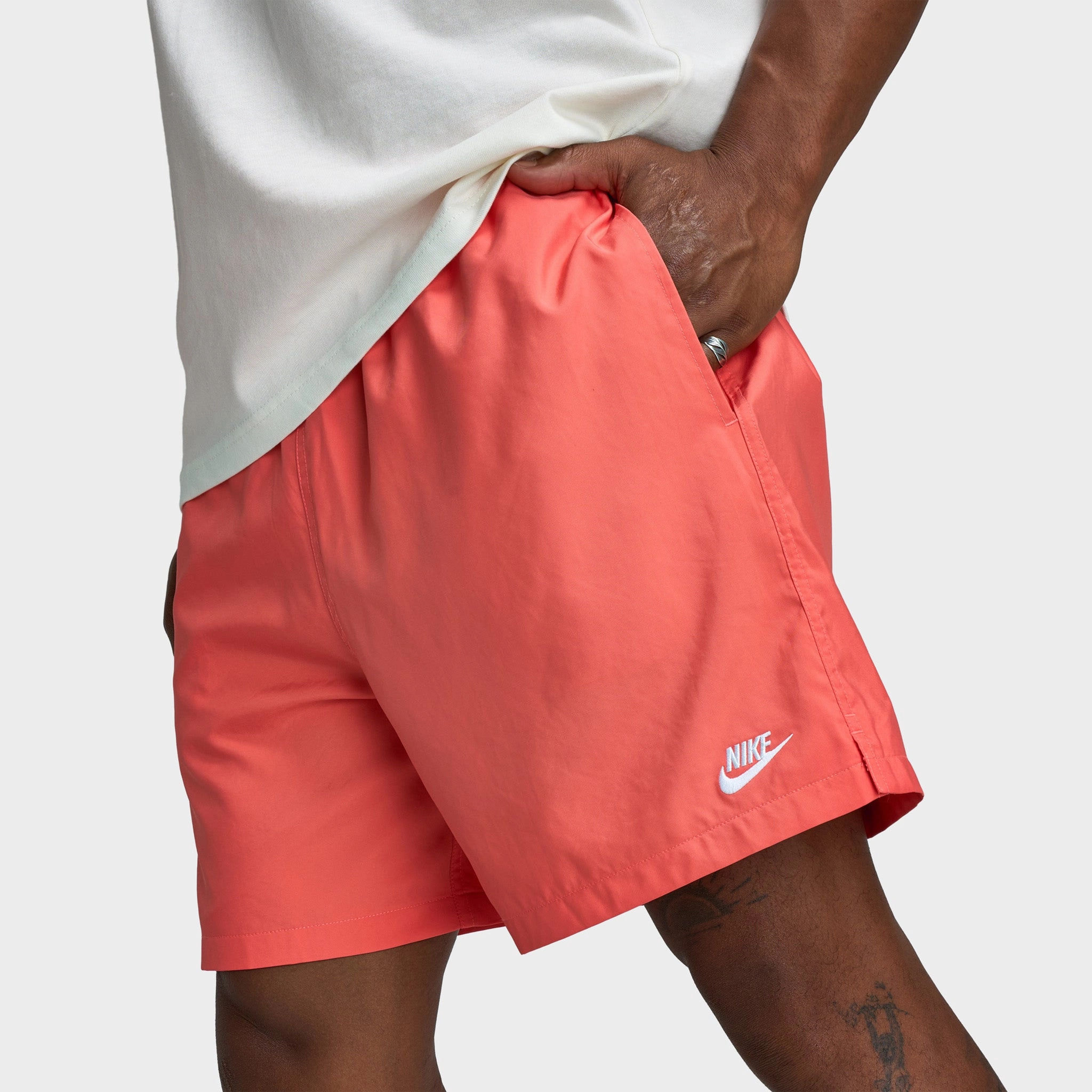 Nike Club Flow Shorts Magic Ember / White High Durability Blend Reinforced Hems