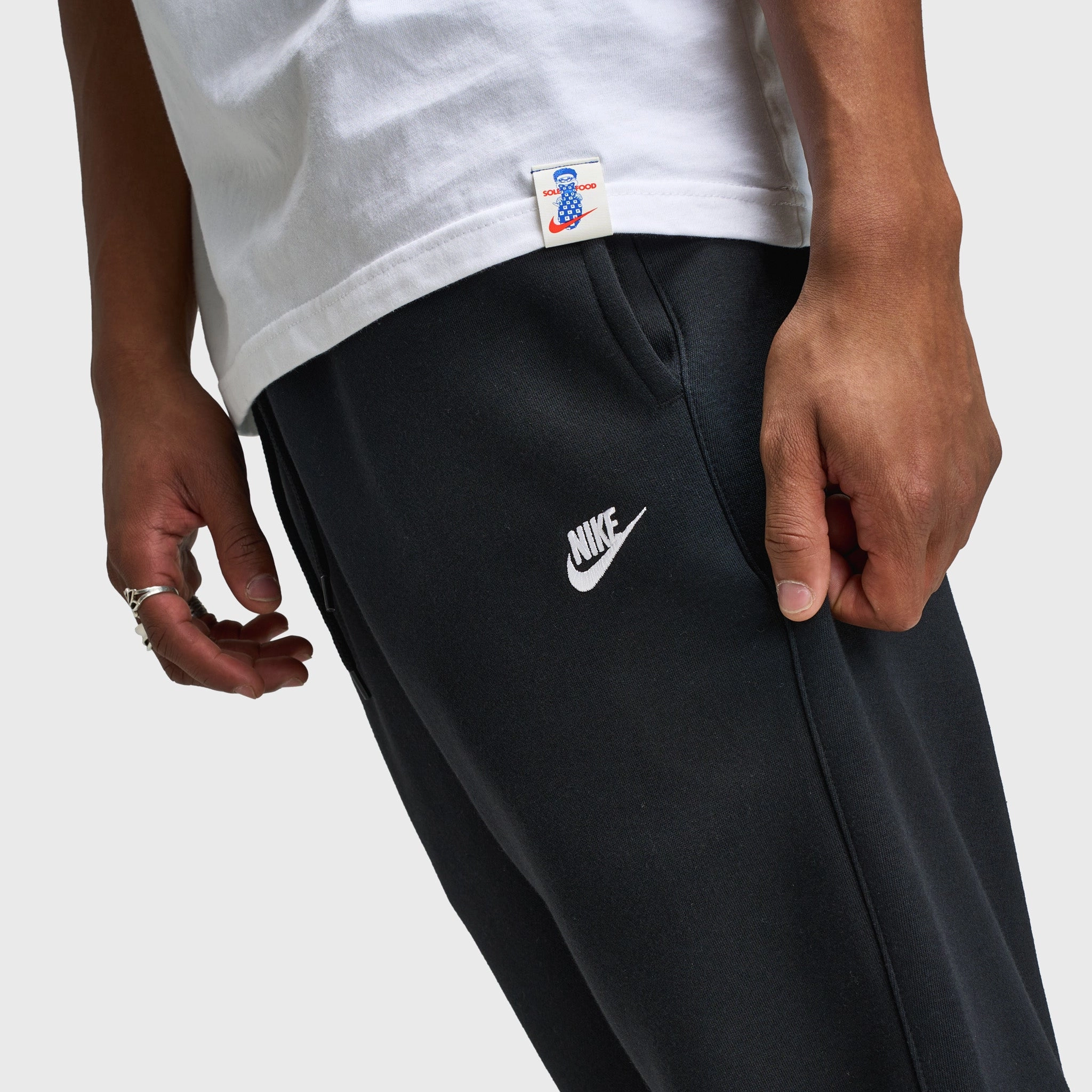 QuickDry Fabric Nike Club Joggers Black / Black - White