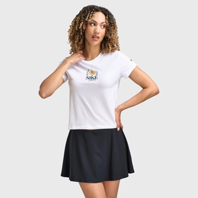 Nike Court Women's Dri-Fit Slam SS Tee French Open White / Black Street Trendy Chic Design