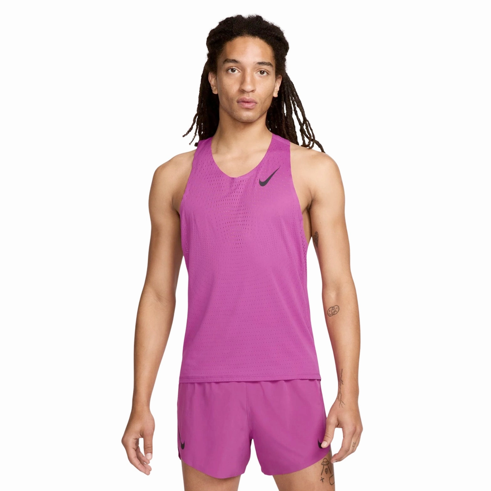 HeatReflective Lining AllSeasonWear Nike Men's Dri-FIT AeroSwift ADV Running Vest Hot Fuchsia / Black