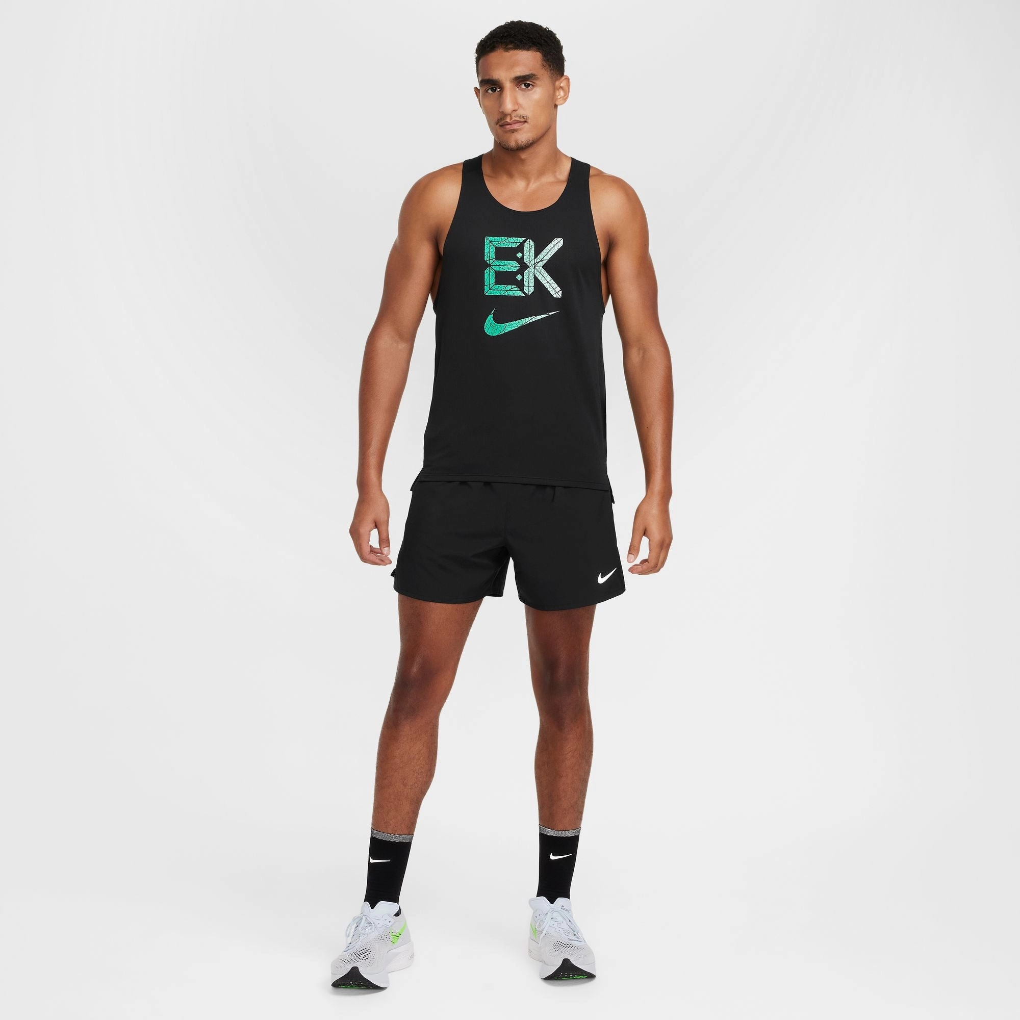 Adjustable Hem Nike Men's Dri-FIT Fast Kipchoge Running Vest Black / Stadium Green