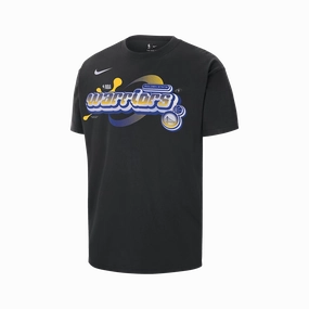 Nike NBA Golden State Warriors Courtside Max90 Men's T-Shirt Heather Texture Finish Durable Collar Construction