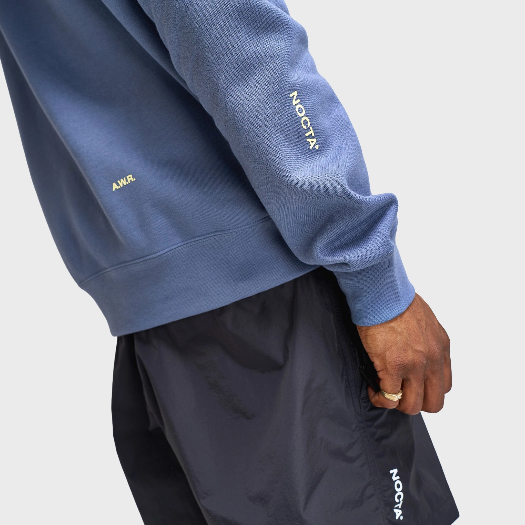 Nike NOCTA NRG CS Fleece Crewneck Diffused Blue / Citron Tint Tear Resistant Adjustable Hood