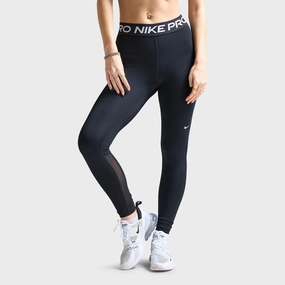 Nike Pro Women's Mid-Rise Mesh-Panelled Leggings Black / White OdorControl Technology