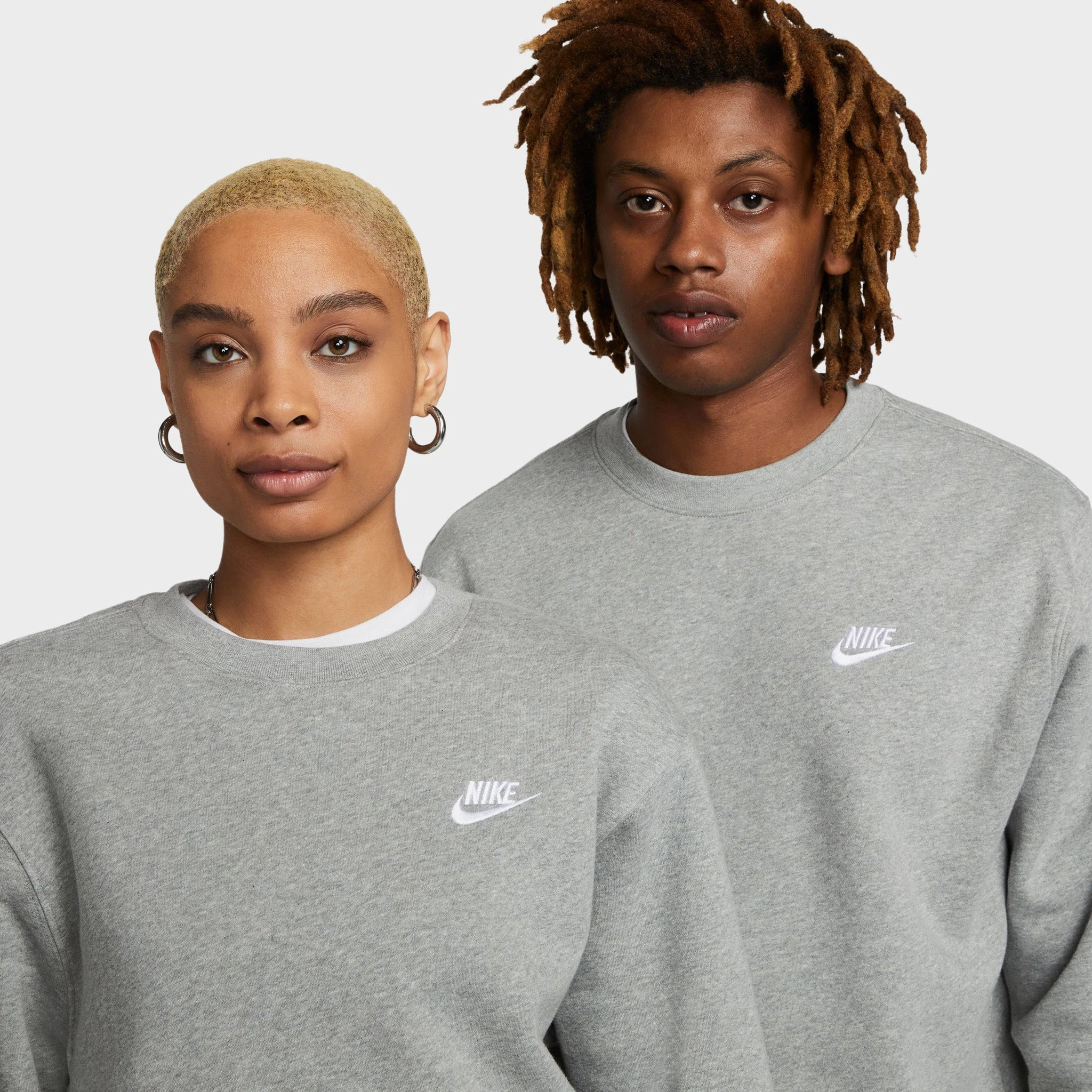 AdjustableDrawcordHem Windproof Insulated Coat Nike Sportswear Club Fleece Crew Dark Grey Heather / White