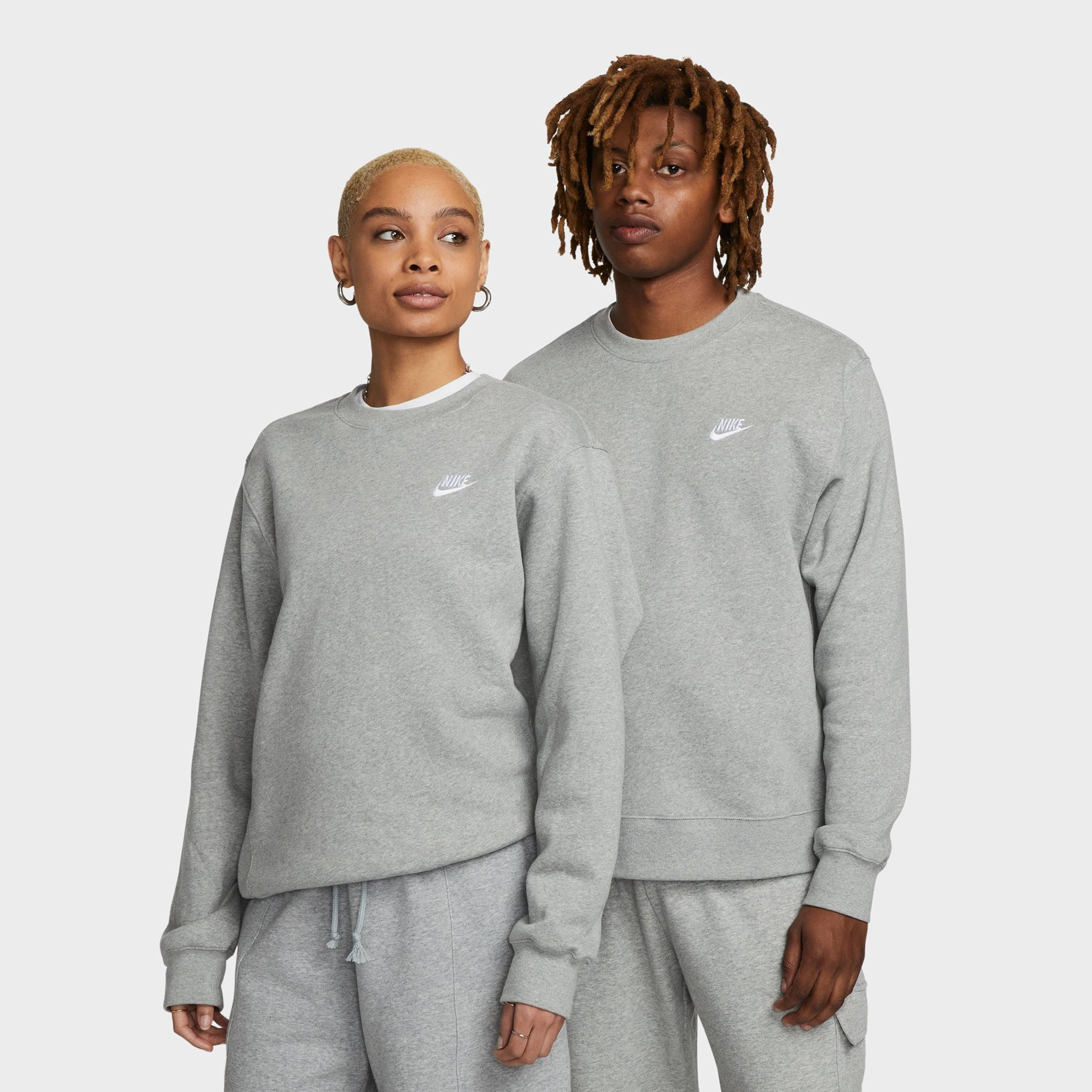 Heavy Duty Zippers On The Go Layer Nike Sportswear Club Fleece Crew Dark Grey Heather / White