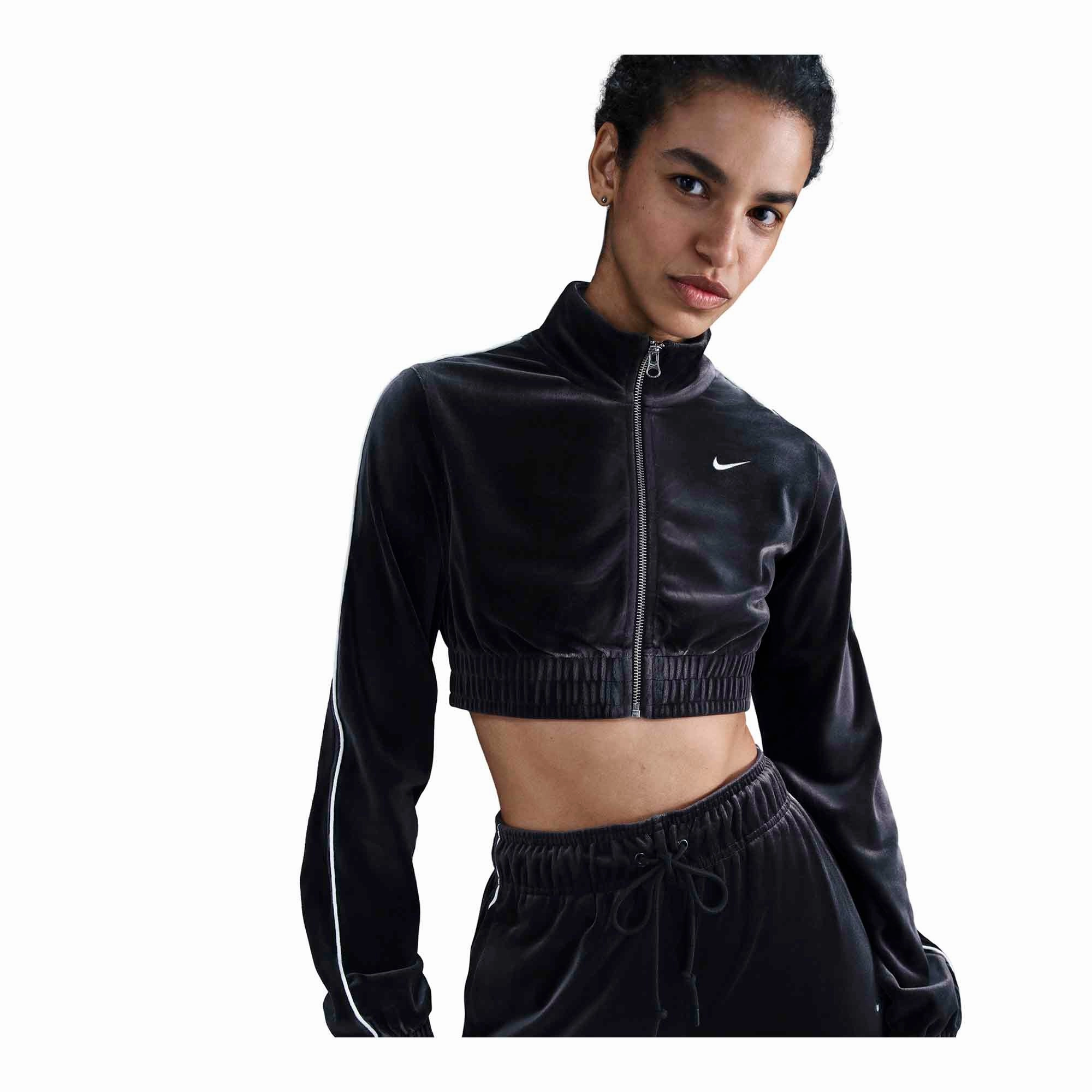 Spirit Core Legend Glow Nike Sportswear Collection Women's Cropped Velour Full-Zip Top
