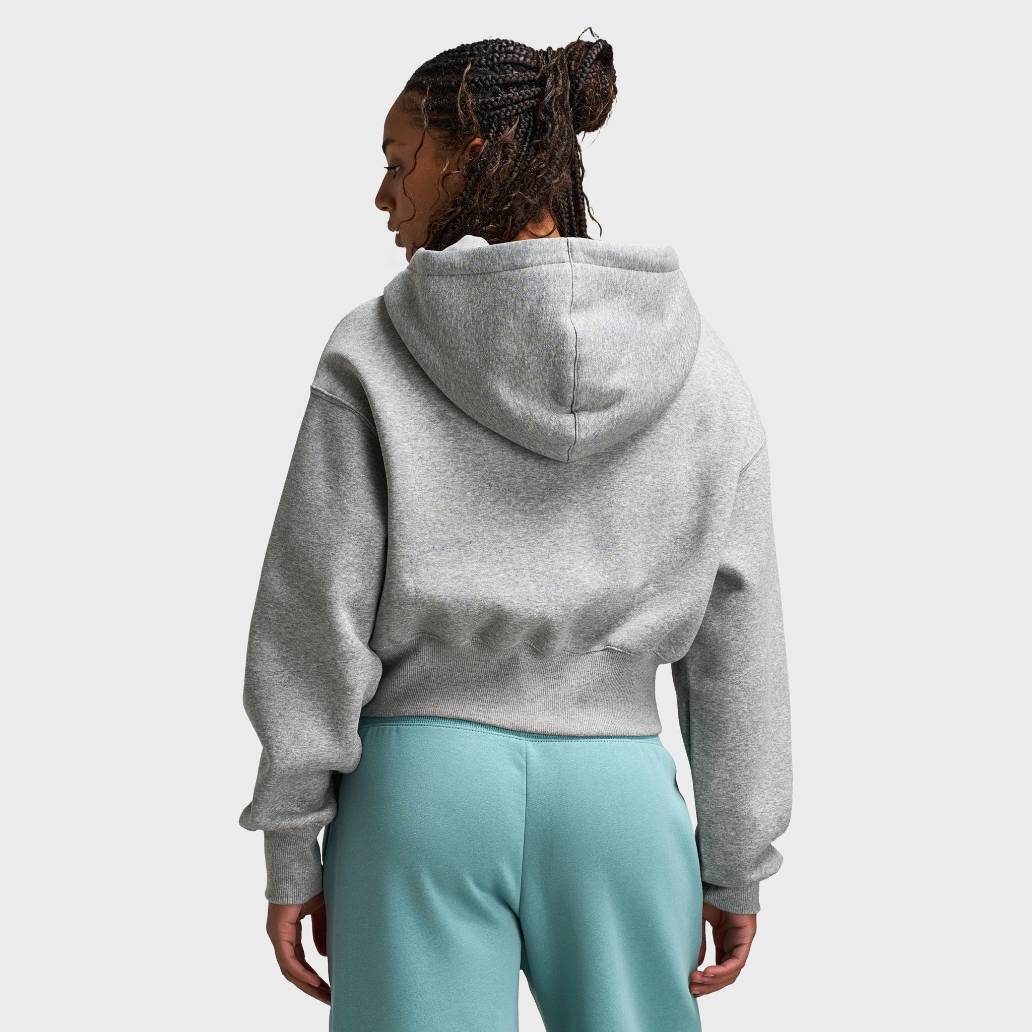 Moisture Wicking Lining Versatile Style Nike Sportswear Phoenix Fleece Loose Crop Full Zip Hoodie Grey Heather / Sail