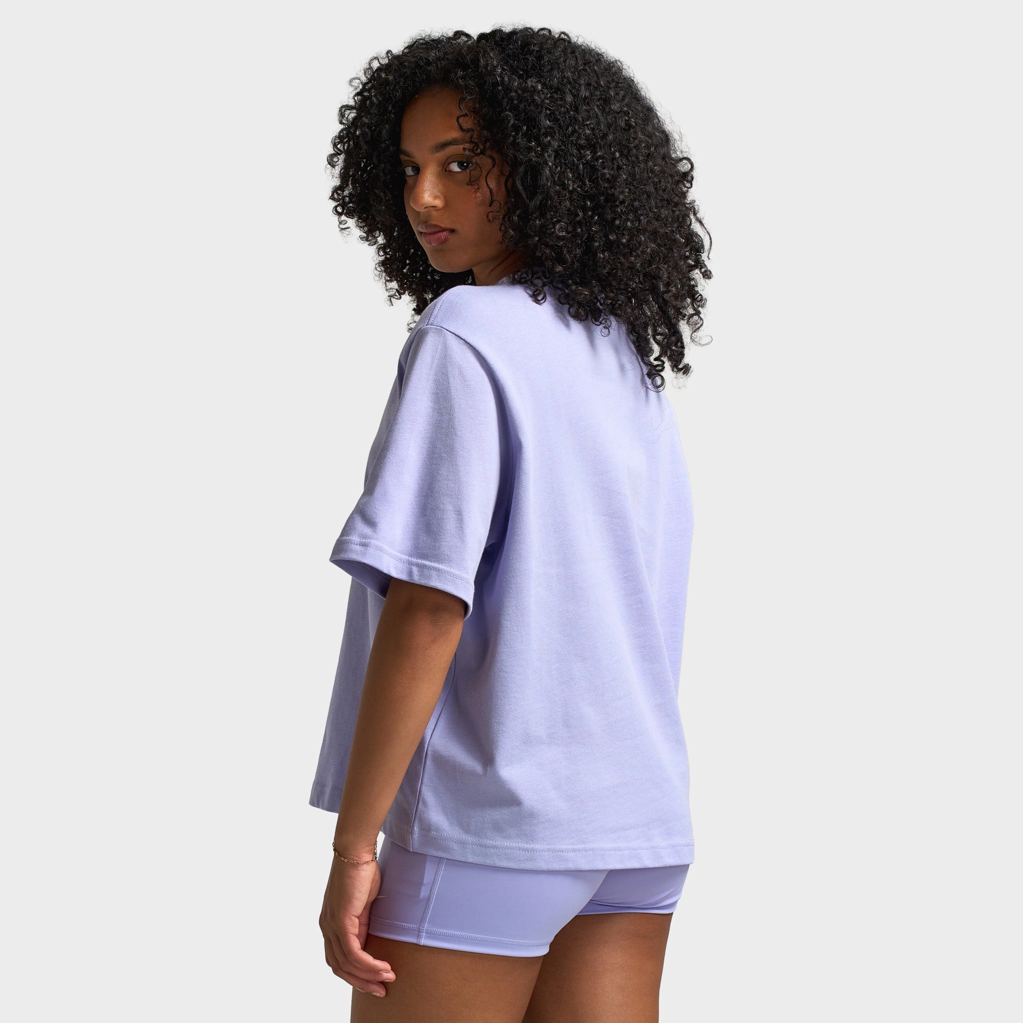 High Density Cotton Thermal Regulation Layer Nike Sportswear Women's Boxy T-Shirt / Lilac Ice