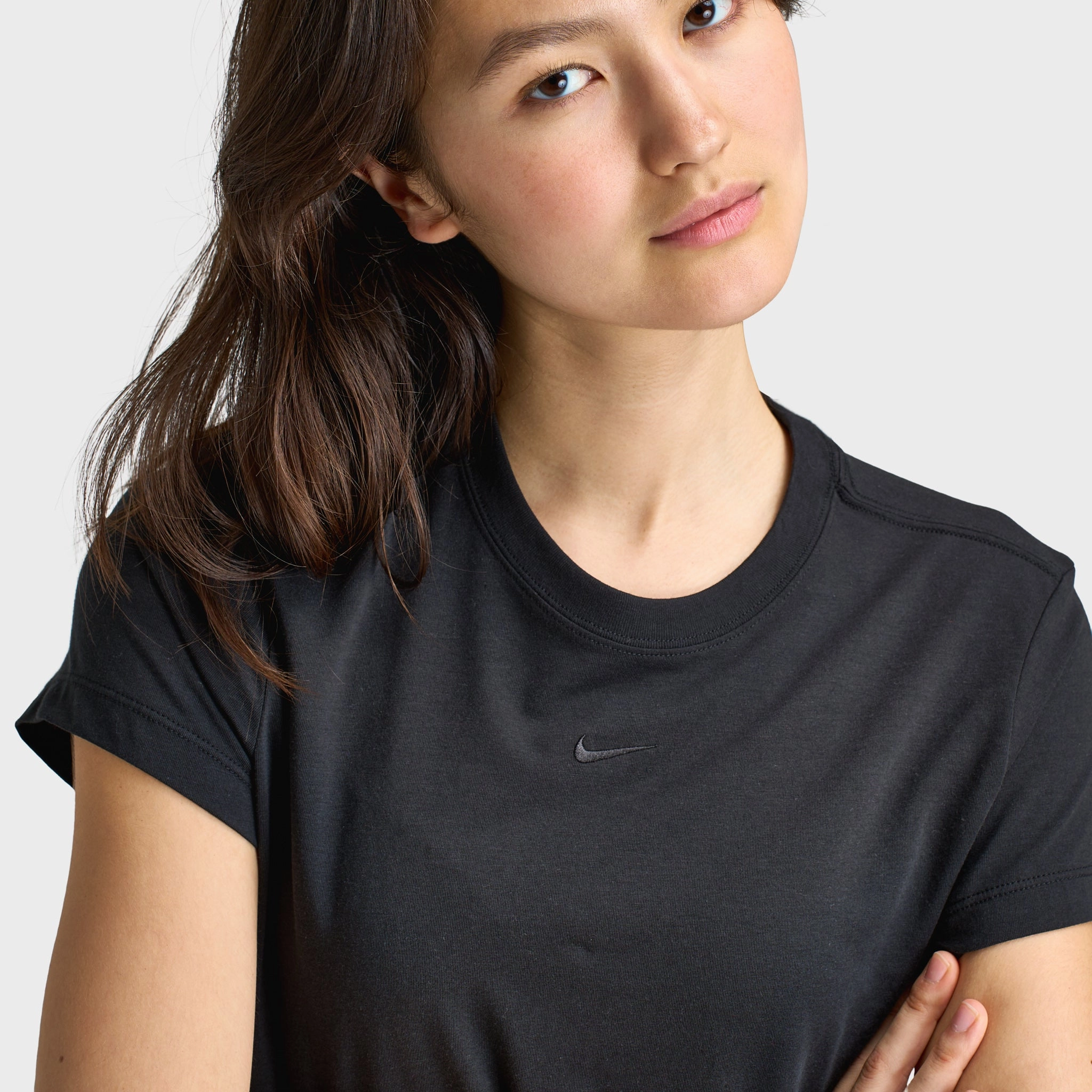 Non Toxic Printing Nike Sportswear Women's Chill Knit Crop T-Shirt Black / Blac
