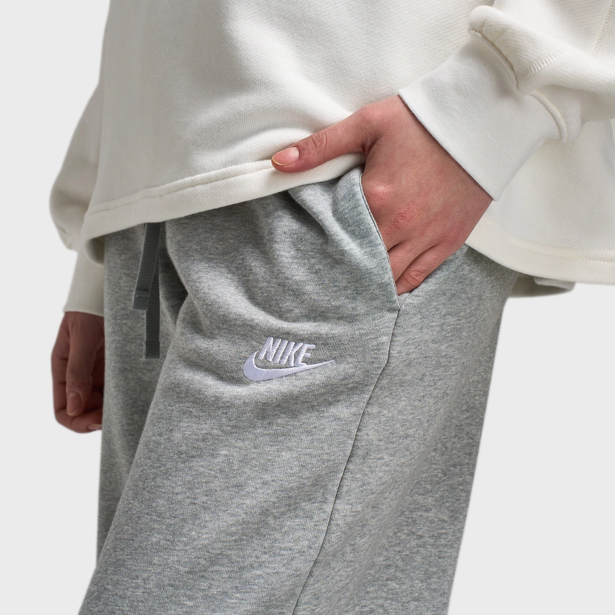 Nike Sportswear Women's Club Fleece Wide-Leg Sweatpants Dark Grey Heather / White Polish Tone
