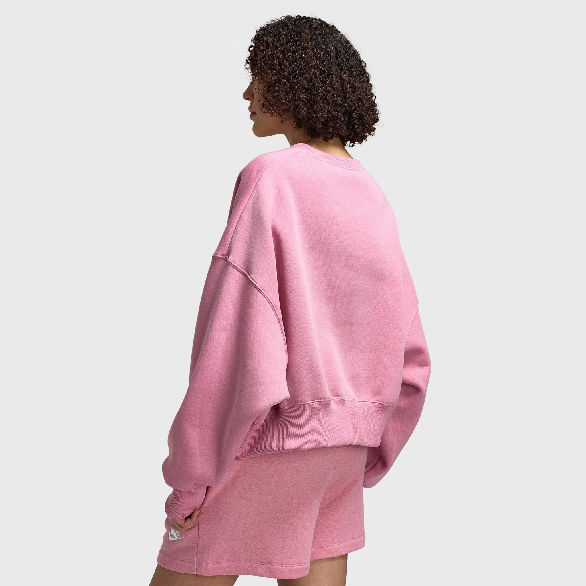 Nike Sportswear Women's Over-Oversized Crewneck Sweatshirt Elemental Pink / Sail Non Restrictive Movement Elasticized Edging