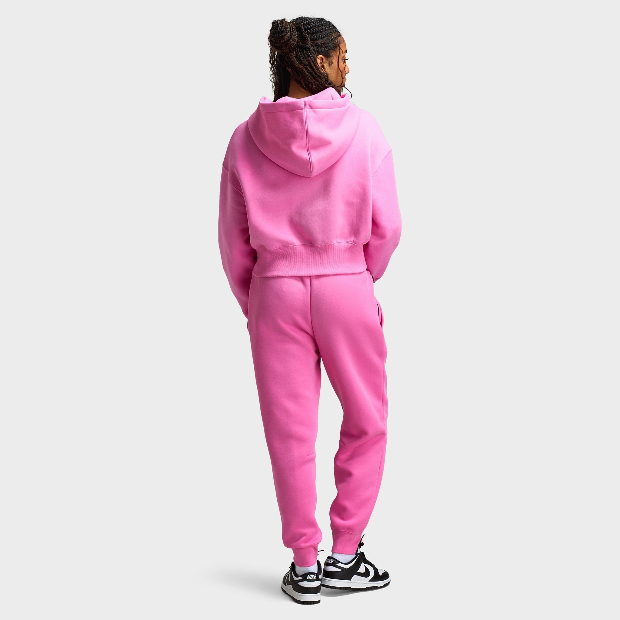Nike Sportswear Women's Phoenix Fleece Loose Crop Full Zip Hoodie Playful Pink / Sail Concealed Zippers