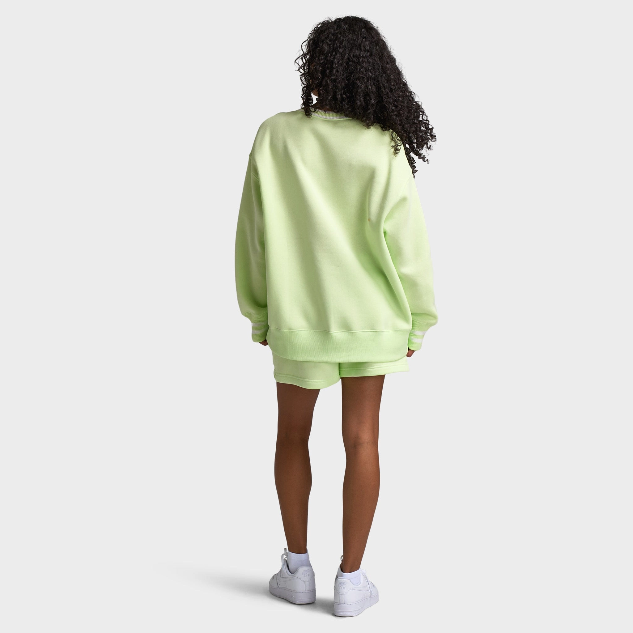 Cozy Comfort Nike Sportswear Women's Phoenix Fleece Oversized Graphic Crewneck Sweatshirt / Light Liquid Lime