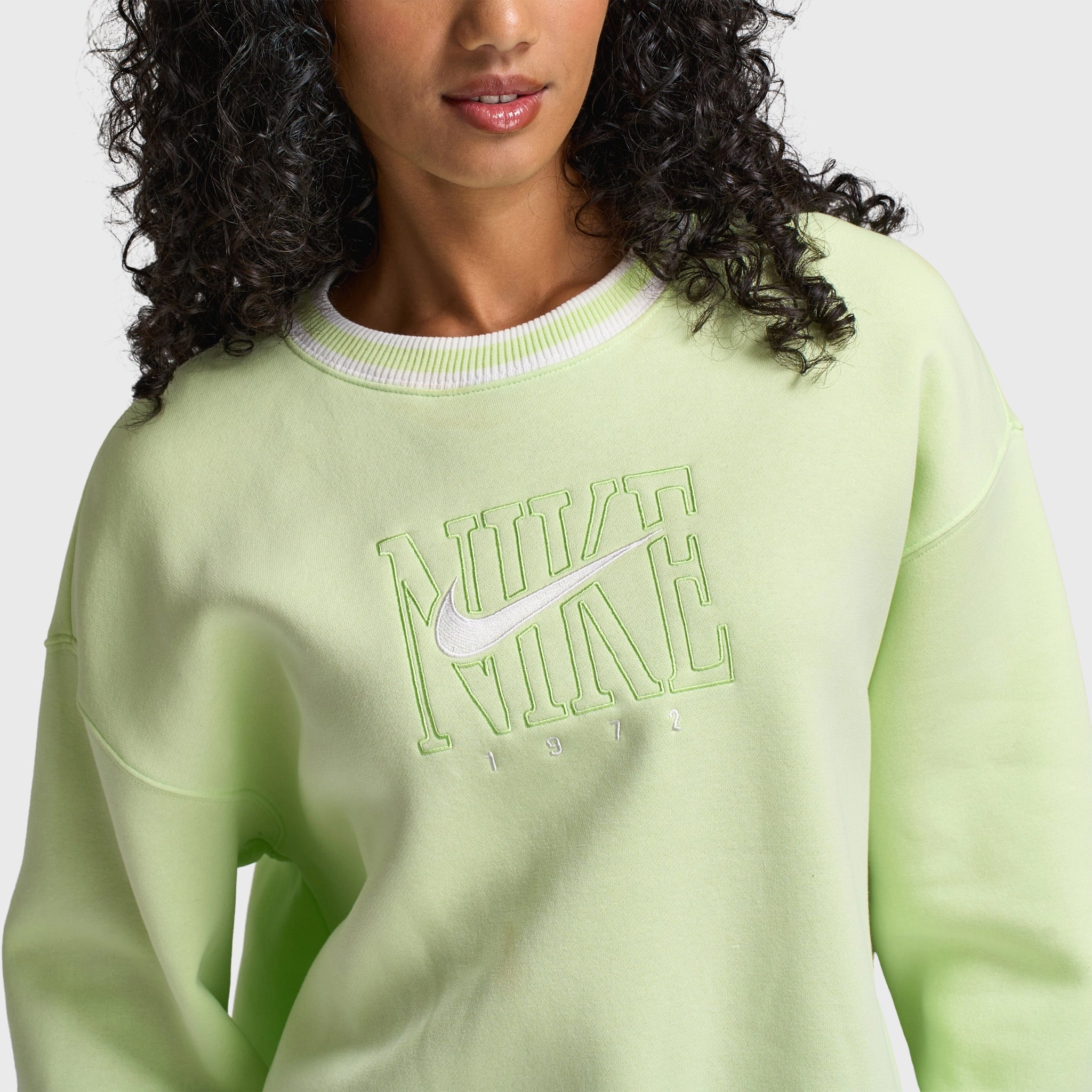 Nike Sportswear Women's Phoenix Fleece Oversized Graphic Crewneck Sweatshirt / Light Liquid Lime Soft Touch Insulated Layer