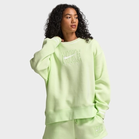 Nike Sportswear Women's Phoenix Fleece Oversized Graphic Crewneck Sweatshirt / Light Liquid Lime Ergonomic Mobility Cut