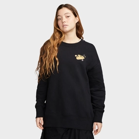 Non Iron Fabric Tech Nike Sportswear Women's Phoenix Fleece Oversized Happy Crew / Black